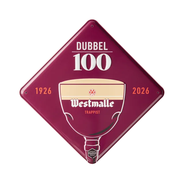 Westmalle Dubbel cedule 100 let hliník 30 cm