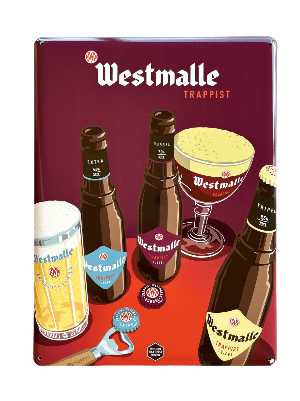 Westmalle reklamní cedule plechová 40x30 kalich