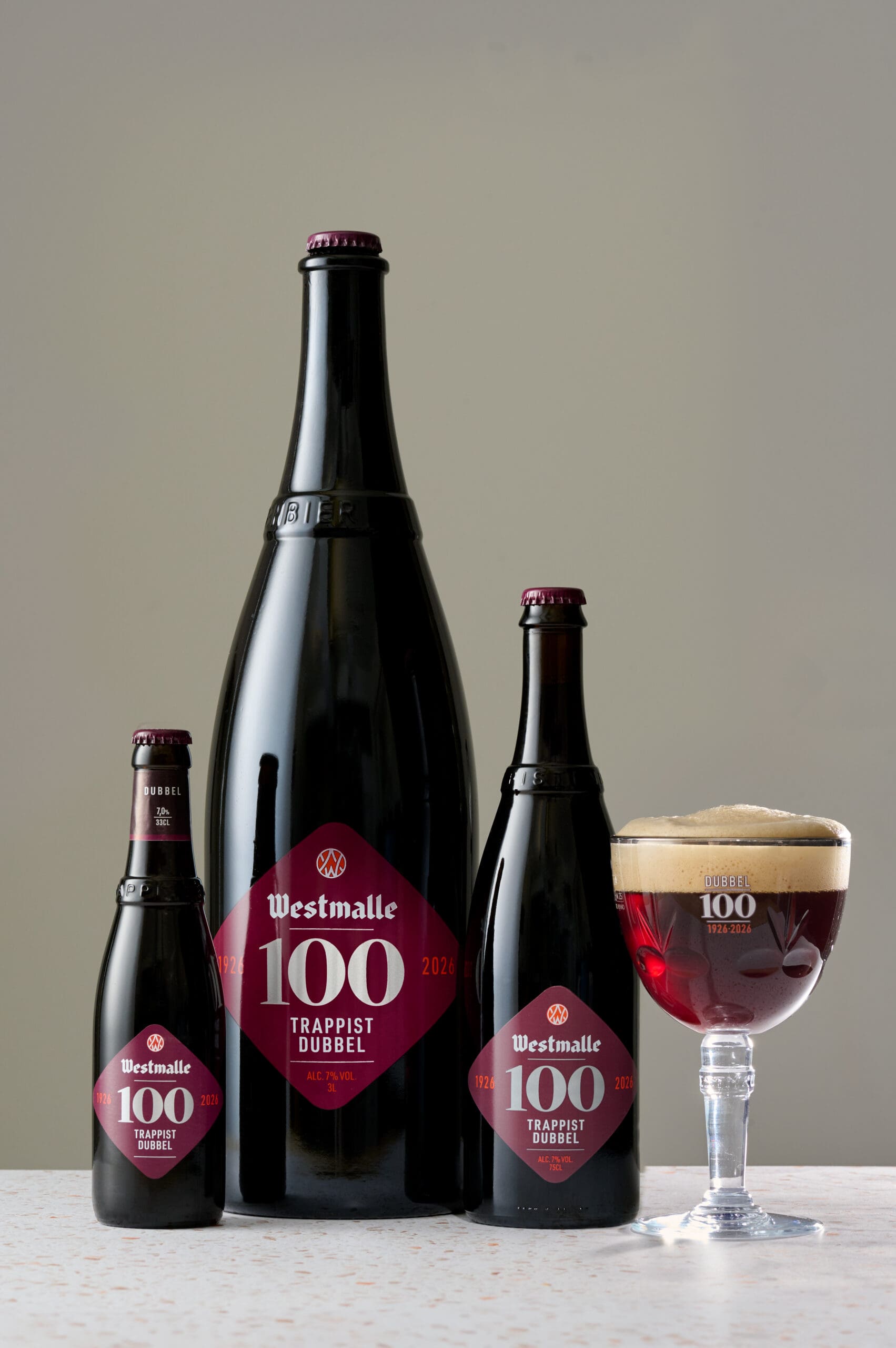 Westmalle Dubbel sklenice kalich 33 cl 100 let